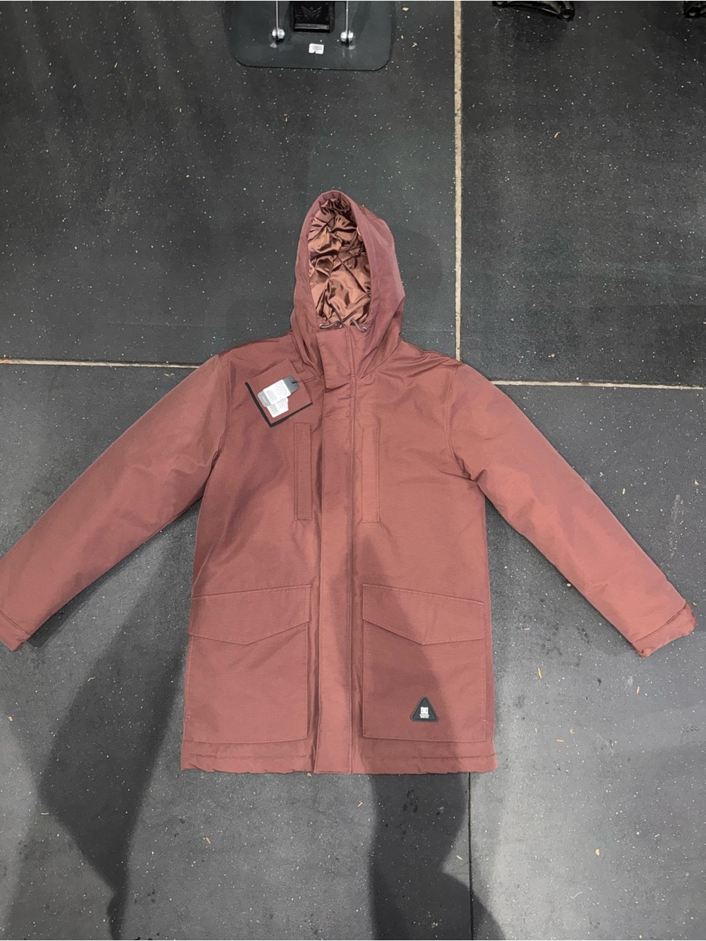 DC Men's Hooded Jacket in Rust Brown